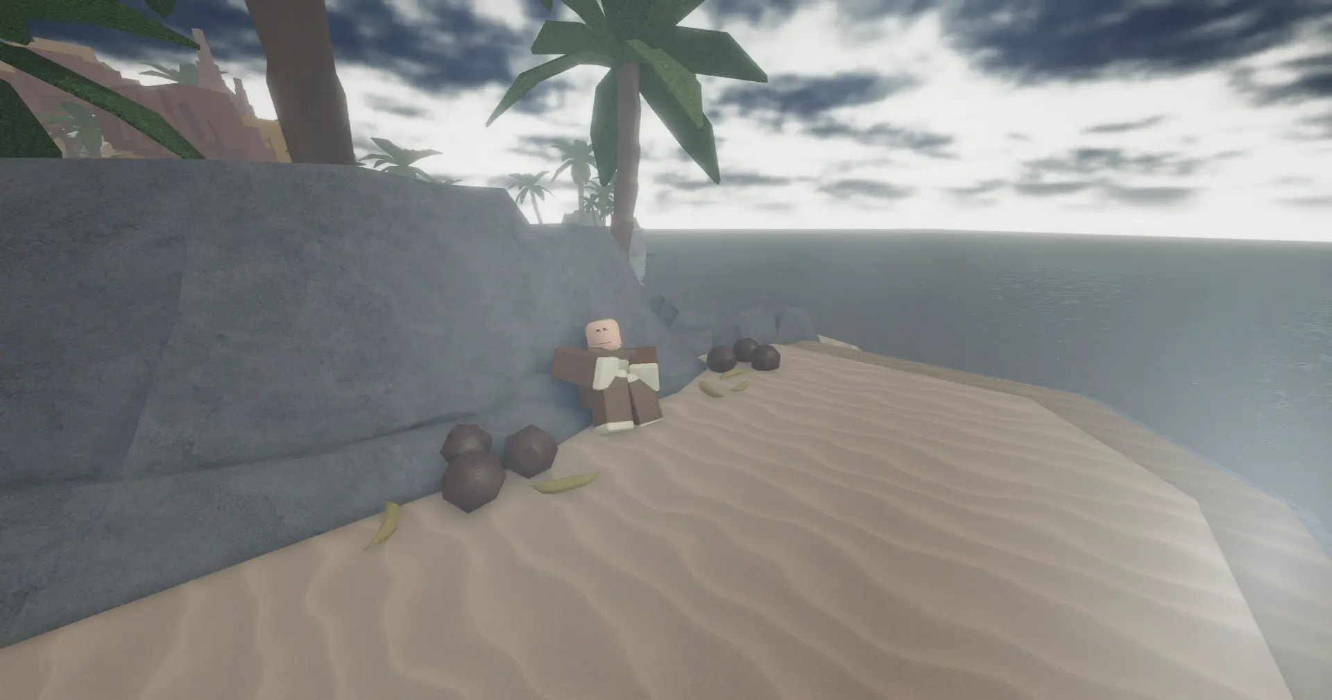 Monke perched on a small island asking for Bananite ore