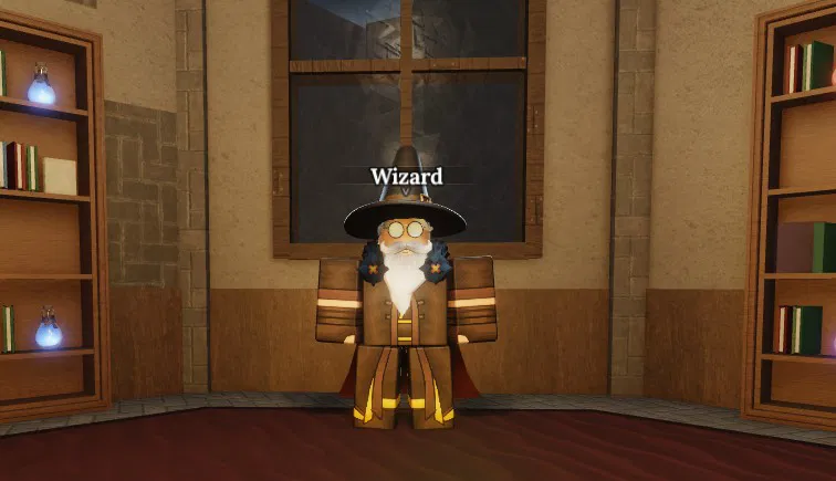 Wizard NPC selling reroll spins in the tower, the forge race